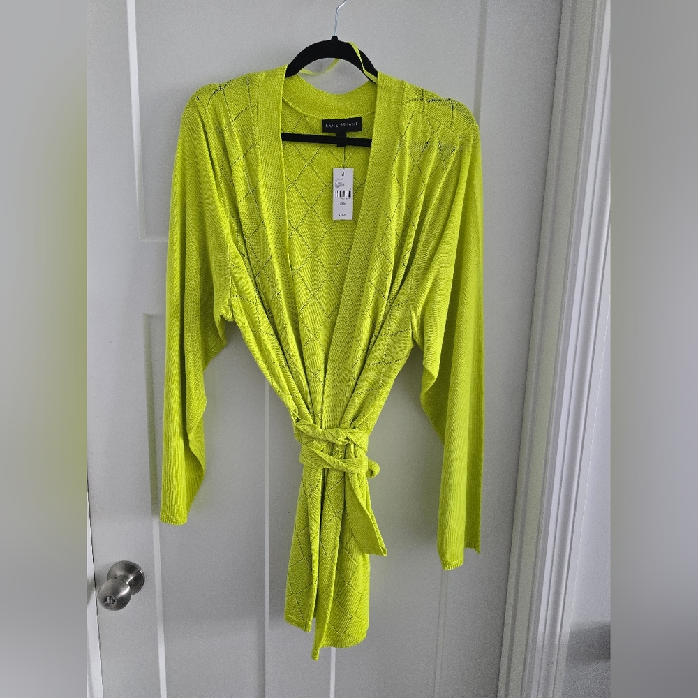 NWT Gorgeous Lime Lightweight Sweater with Tie